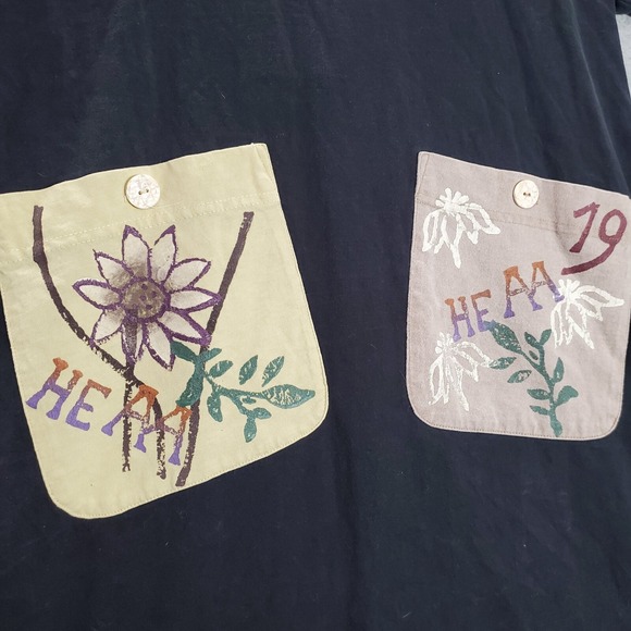 VINTAGE‎ Cover Charge Women Dress XL Black Shirt Drawing Pockets 90s USA - Picture 4 of 10